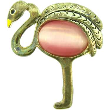 LC Lauren Conrad Upscaled Vtg Pink Flamingo Brooch on Front of