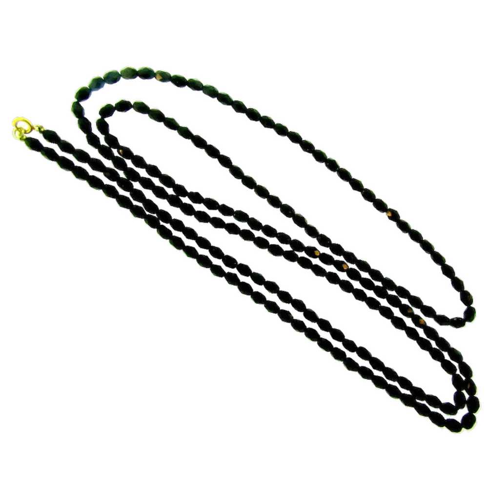 Vintage 48 inch black bead Necklace - image 1