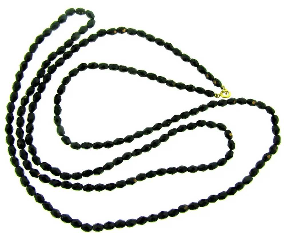 Vintage 48 inch black bead Necklace - image 2