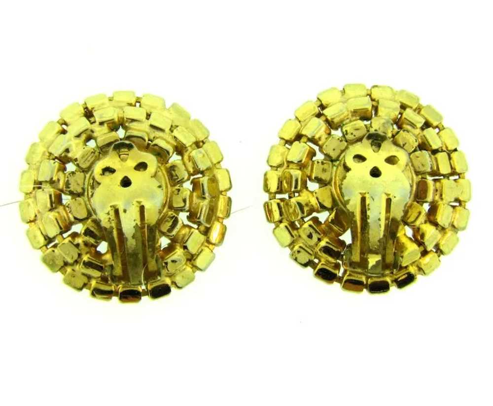 Vintage circular clip-on Earrings width smoky and… - image 2