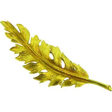 Signed Coro vintage gold tone leaf Brooch - image 1