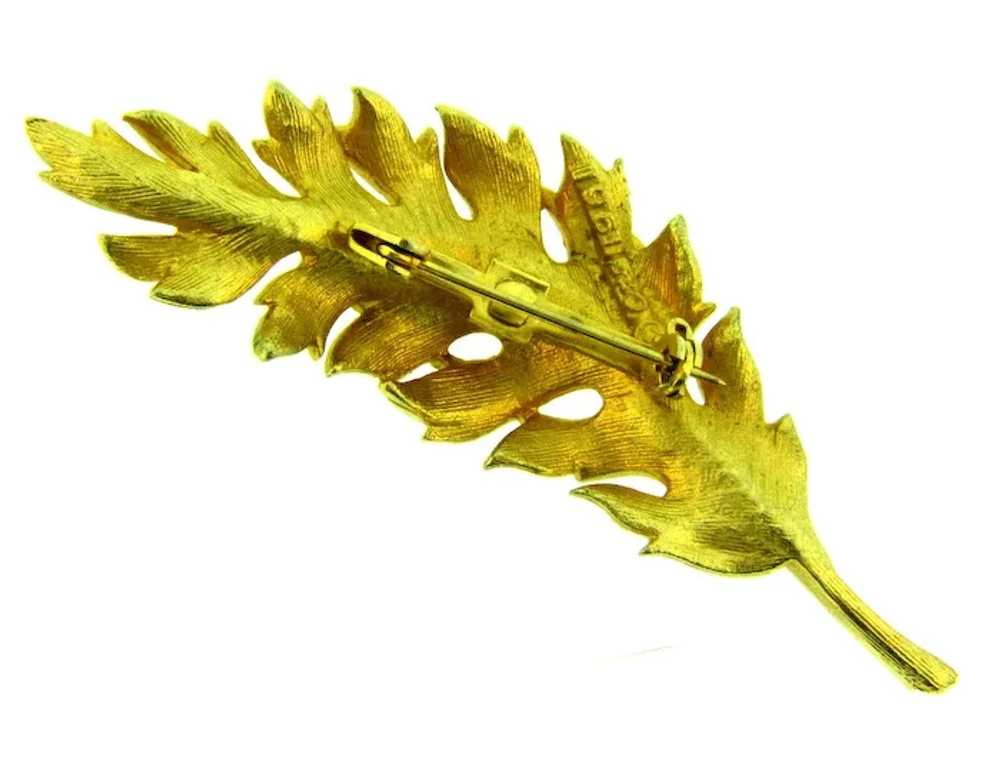 Signed Coro vintage gold tone leaf Brooch - image 2