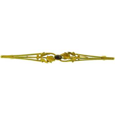 Vintage long thin gold tone early Bar Pin with pu… - image 1