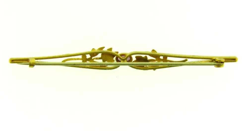 Vintage long thin gold tone early Bar Pin with pu… - image 3