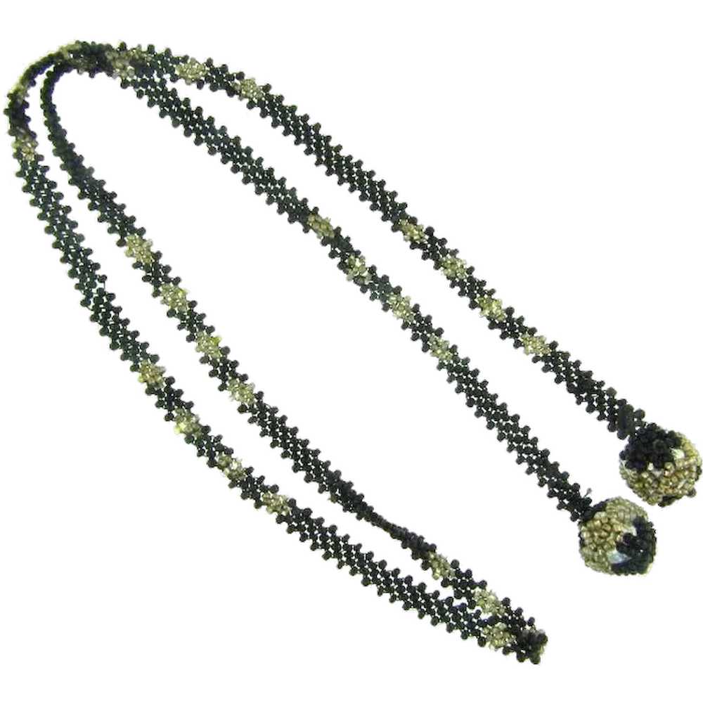 Vintage seed bead lariat Necklace - image 1