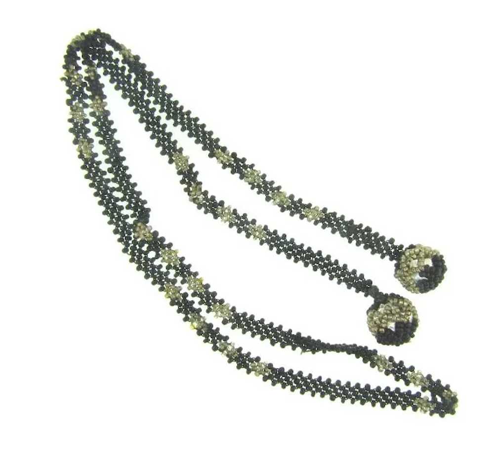 Vintage seed bead lariat Necklace - image 5