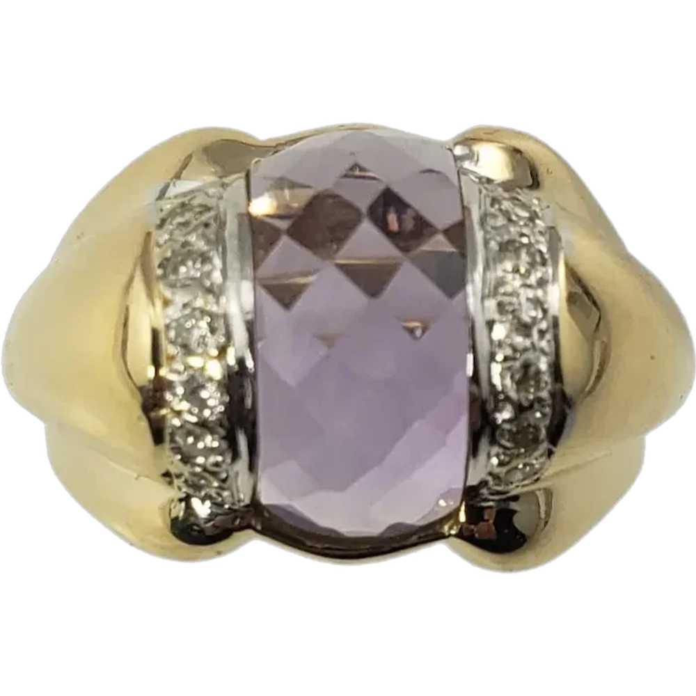 Vintage 14 Karat Yellow Gold Amethyst and Diamond… - image 1