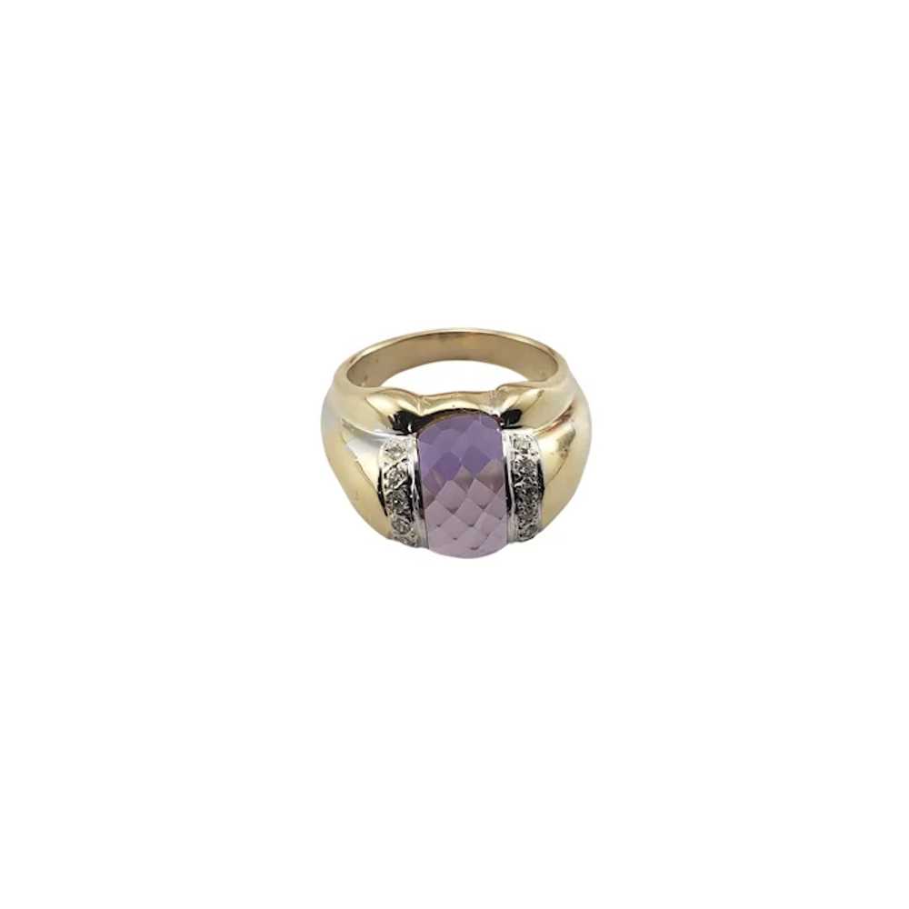 Vintage 14 Karat Yellow Gold Amethyst and Diamond… - image 2