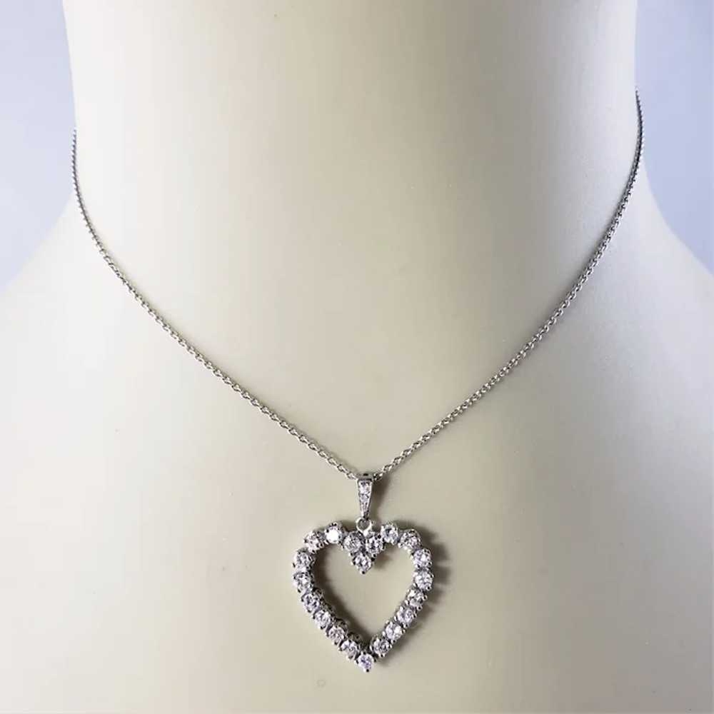 Vintage 14 Karat White Gold Diamond Heart Pendant - image 8