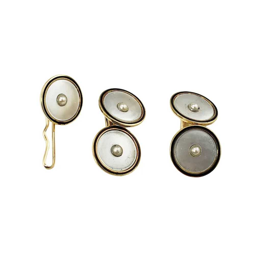 Vintage 14 Karat Yellow Gold and Mother of Pearl … - image 2