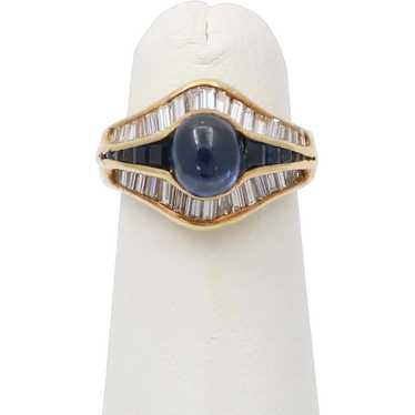 Vintage Natural Sapphire and Diamond “Eye” Shaped… - image 1