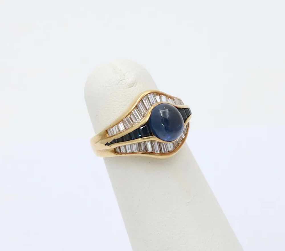 Vintage Natural Sapphire and Diamond “Eye” Shaped… - image 2