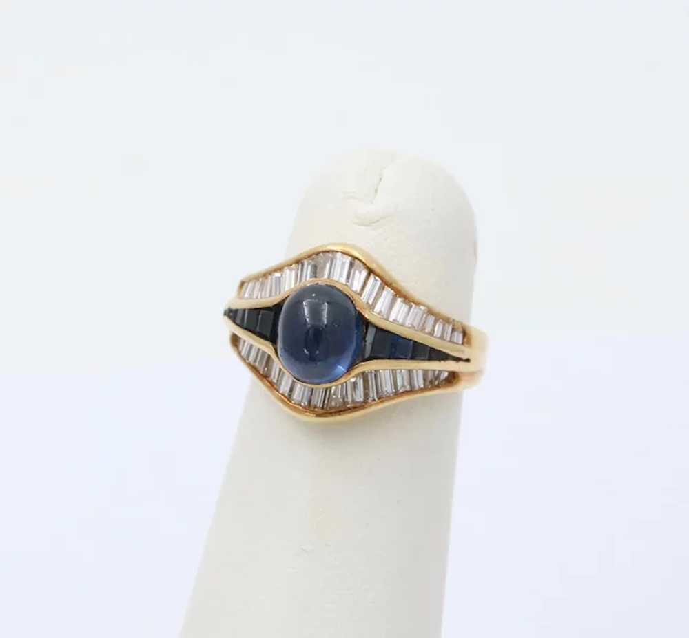 Vintage Natural Sapphire and Diamond “Eye” Shaped… - image 3