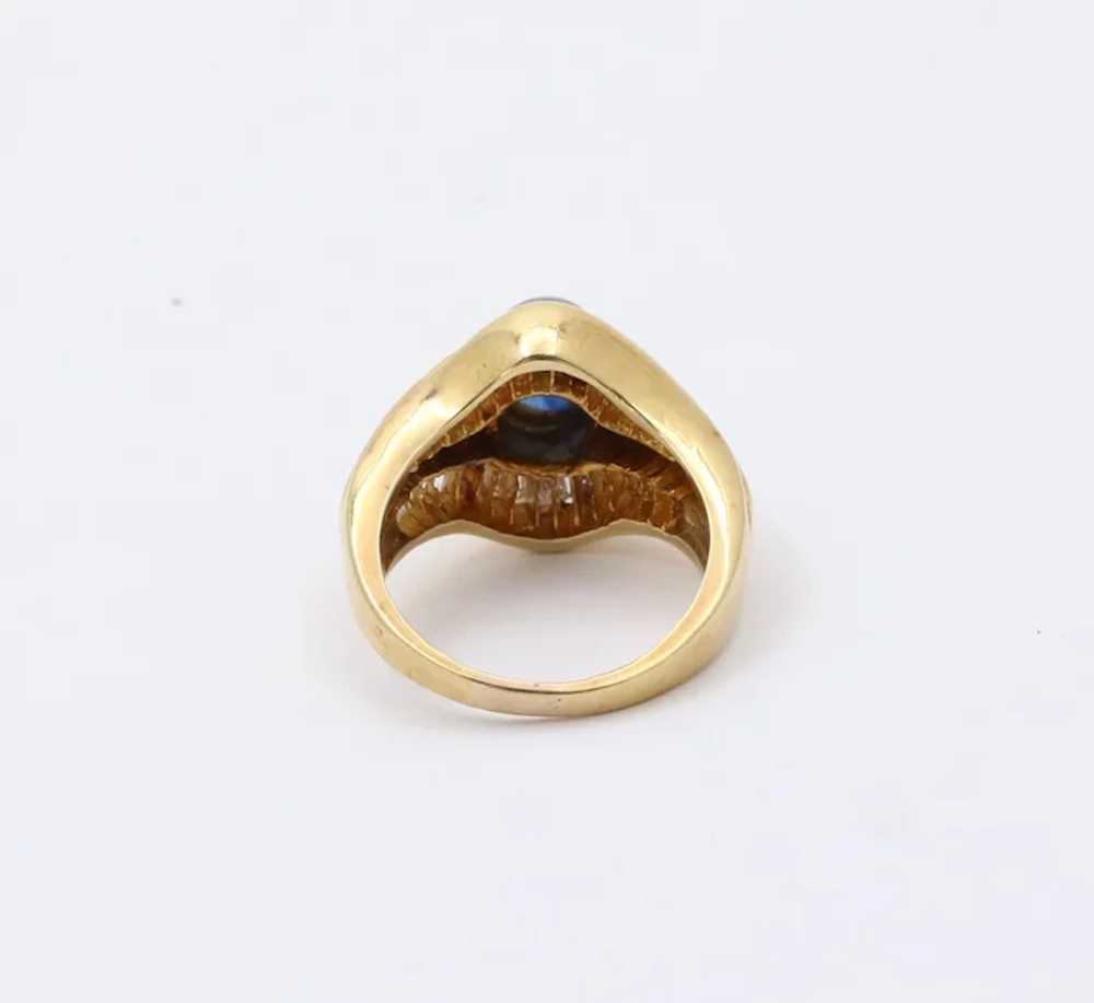 Vintage Natural Sapphire and Diamond “Eye” Shaped… - image 5