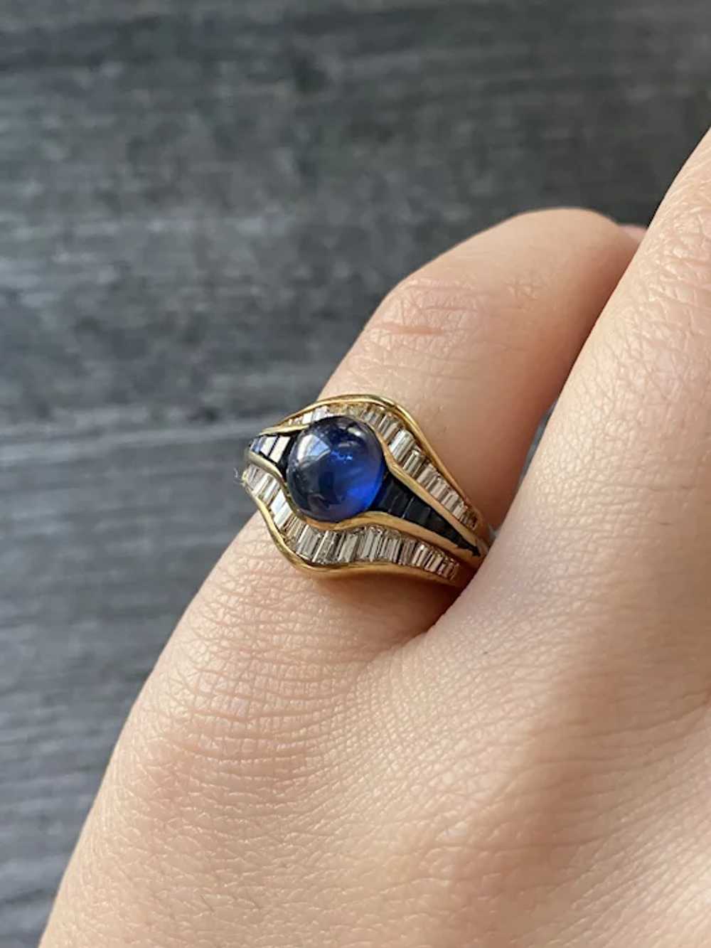 Vintage Natural Sapphire and Diamond “Eye” Shaped… - image 7