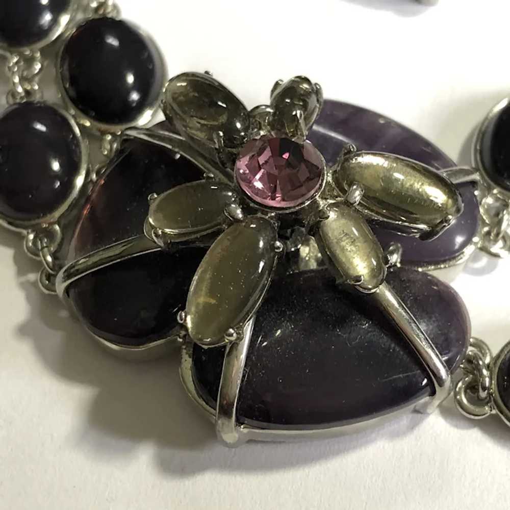 Talbots Silver Tone & Purple Glass Bead Flower St… - image 8