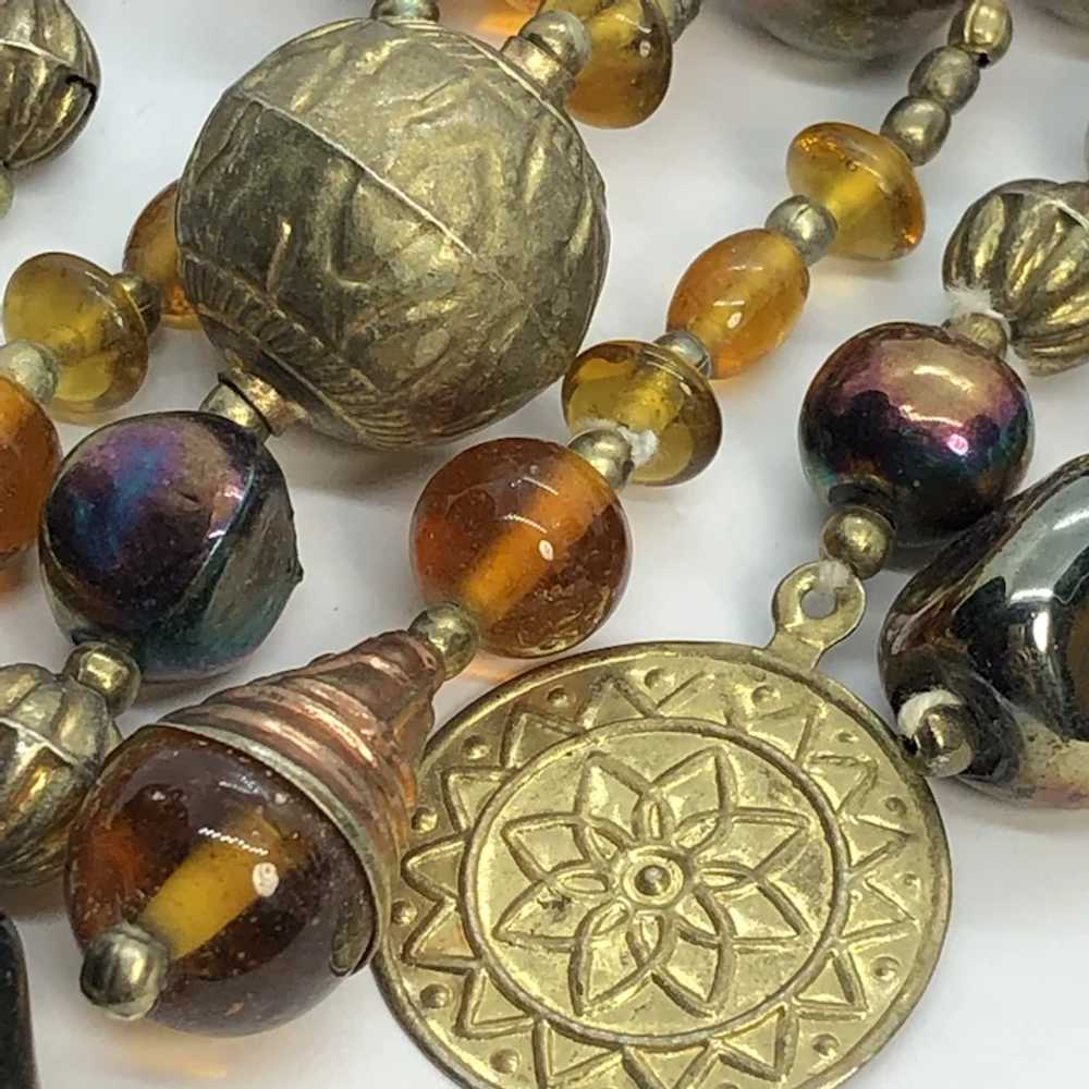 Unique Vintage Beaded Fringe Tribal Look Necklace… - image 6