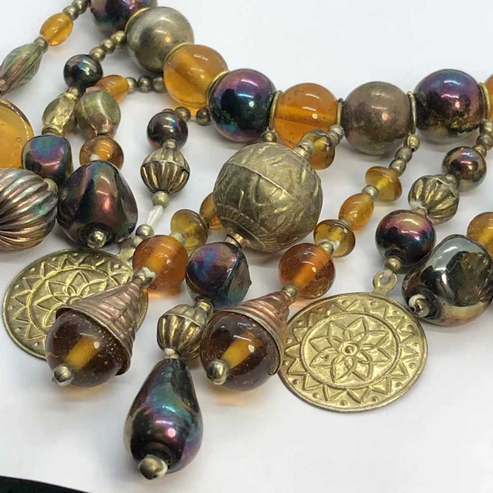 Unique Vintage Beaded Fringe Tribal Look Necklace… - image 7