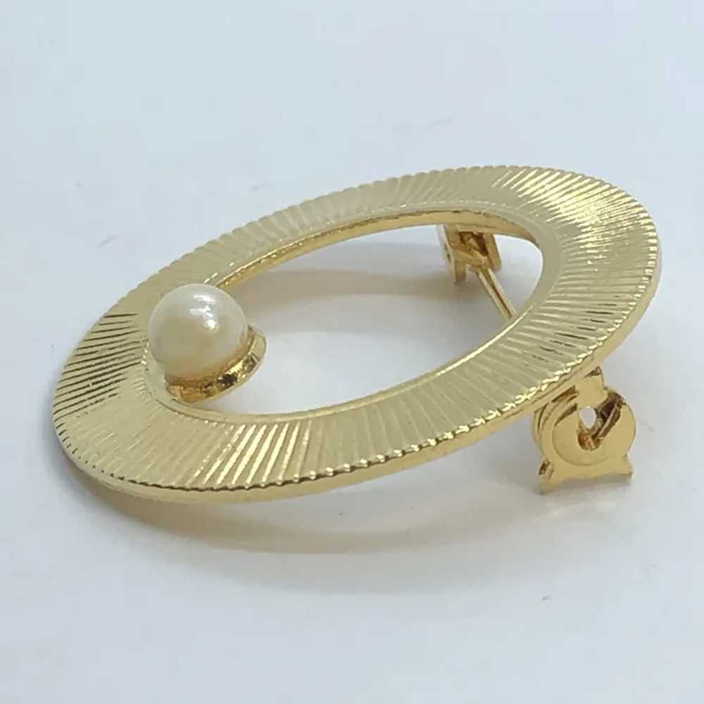 Stunning Vintage Gold Tone & Cultured Pearl Circl… - image 4