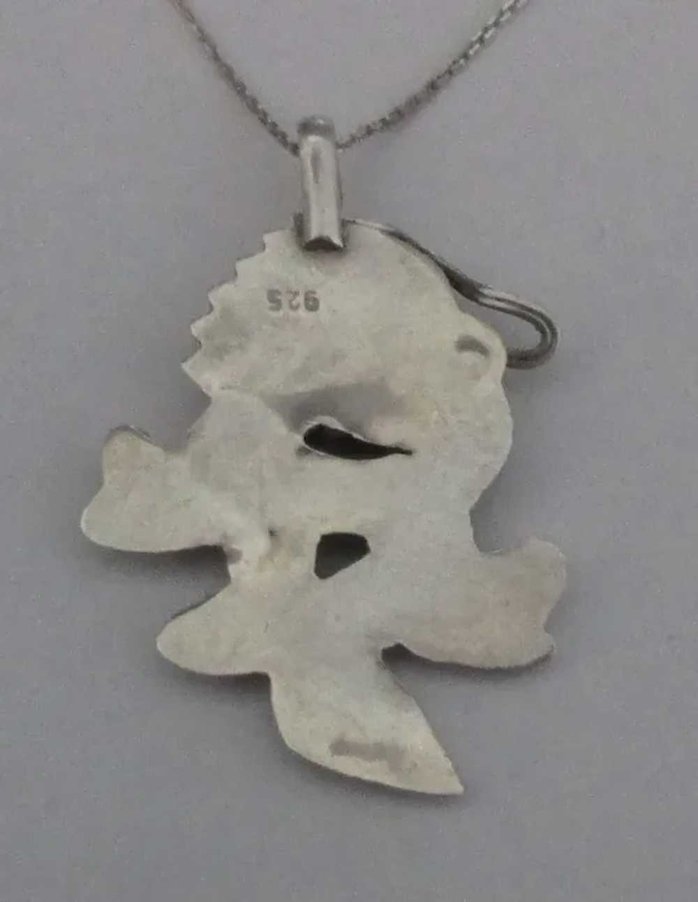 Detailed Sterling Dragon Pendant and Chain - image 2