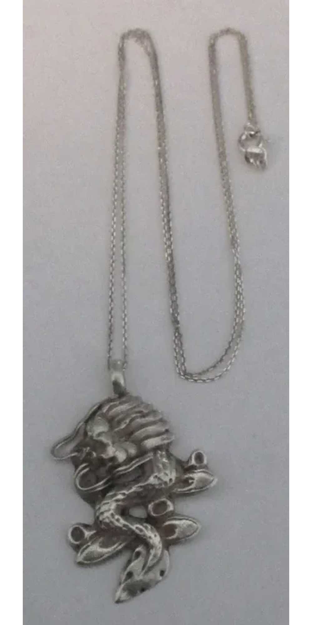 Detailed Sterling Dragon Pendant and Chain - image 3