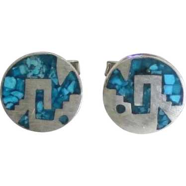 Cufflinks with Inlaid Mosaic Pink Mother of Pearl