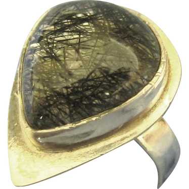 Vintage Hand Crafted Rutilated Quart Sterling Ring - image 1
