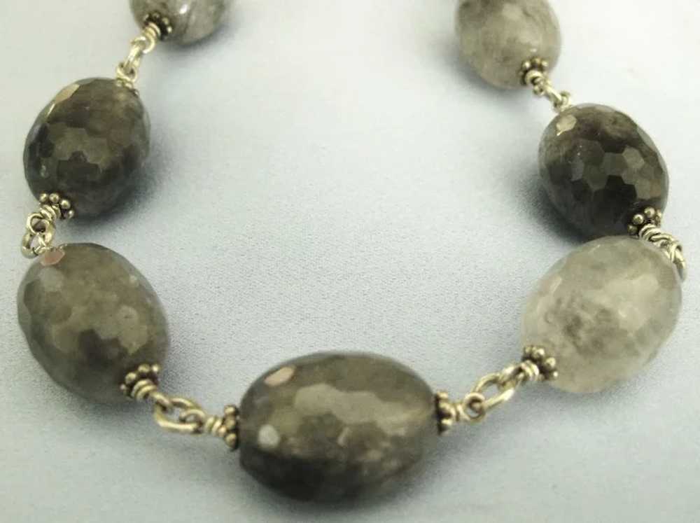 Chunky "Shades of Grey" Quartz & Sterling Necklace - image 2