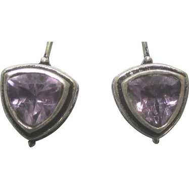 Stunning Sterling Trillion Cut 1 Ct Amethyst Pierc