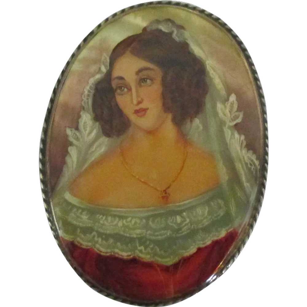 Lovely Female Portrait Brooch - image 1