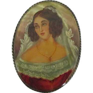 Lovely Female Portrait Brooch - image 1