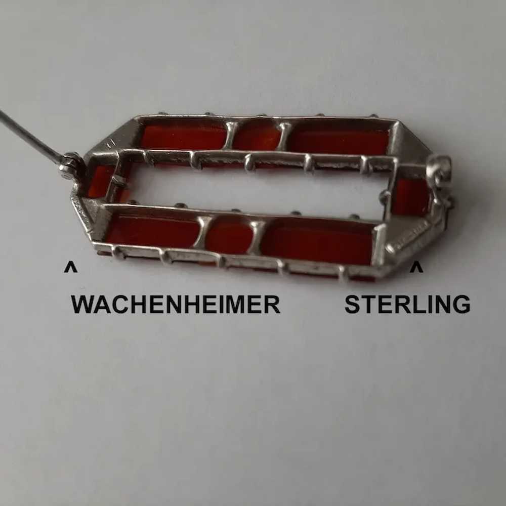 Wachenheimer Sterling, Carnelian & Marcasite Pin … - image 4