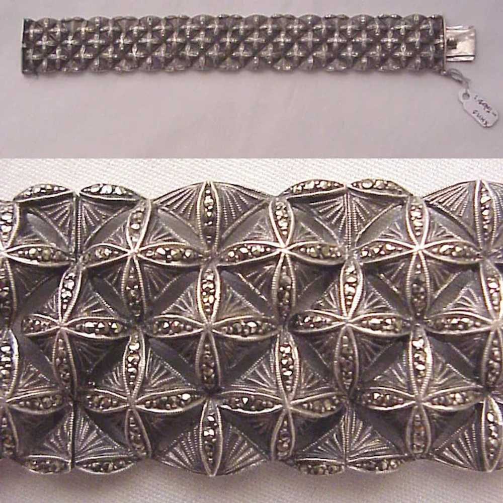 T. Fahrner Sterling & Marcasite Bracelet - Circa … - image 2