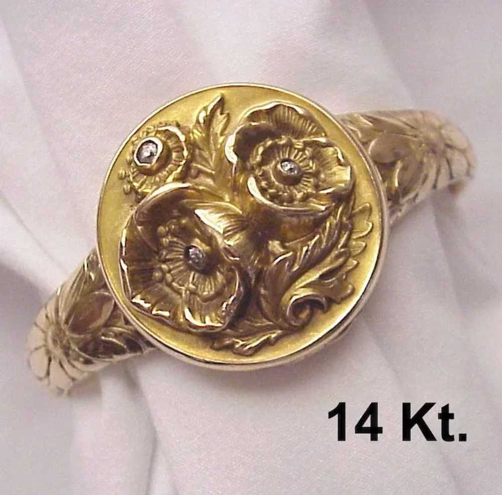 14K. Gemstone A. N. Locket Bracelet - Circa 1910 - image 1