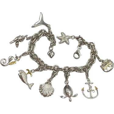 Nautical Theme (10) Charm Bracelet Sterling Silve… - image 1