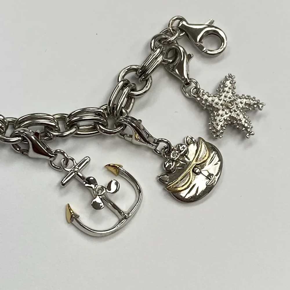 Nautical Theme (10) Charm Bracelet Sterling Silve… - image 5