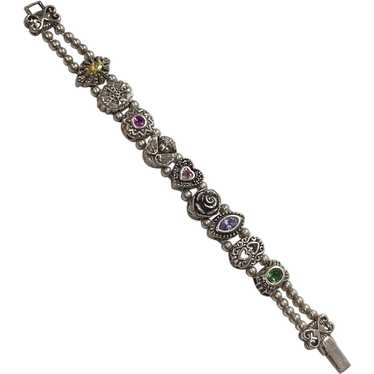 Victorian Revival Vintage Slide Bracelet Sterling… - image 1