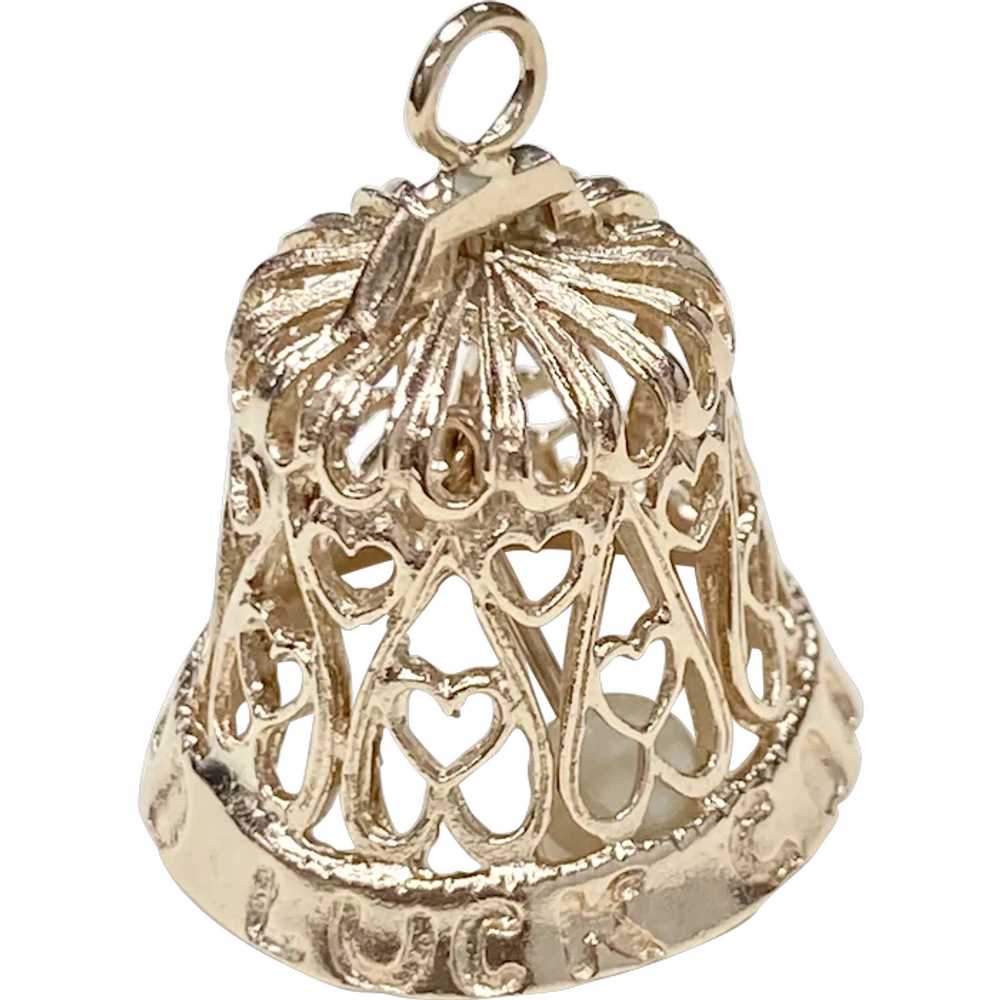 Good Luck BELL Vintage Moving Charm 9K English Go… - image 1