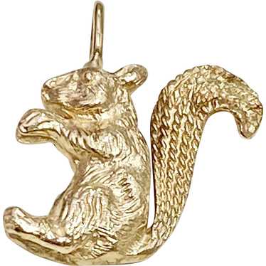 Squirrel Vintage Pendant / Charm 14K Gold