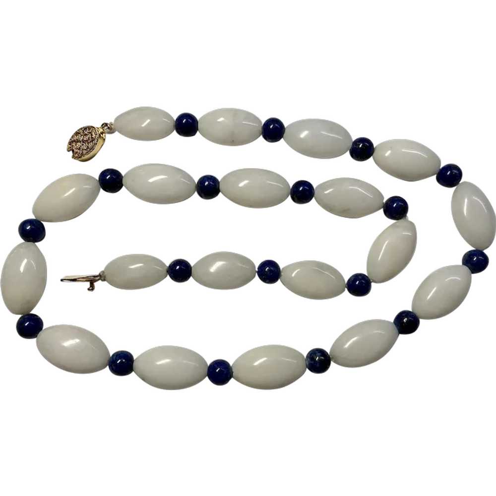 Blue and White Hard Stone Necklace 23" long - image 1