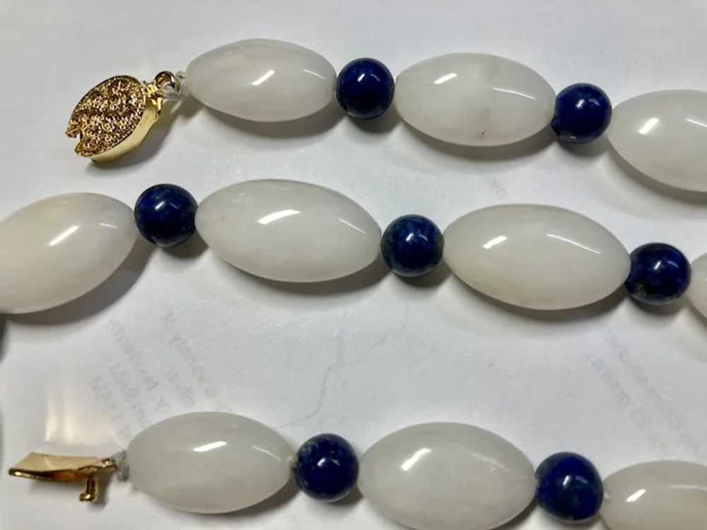 Blue and White Hard Stone Necklace 23" long - image 2