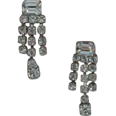 Rhinestone Triple Dangle Earrings - image 1