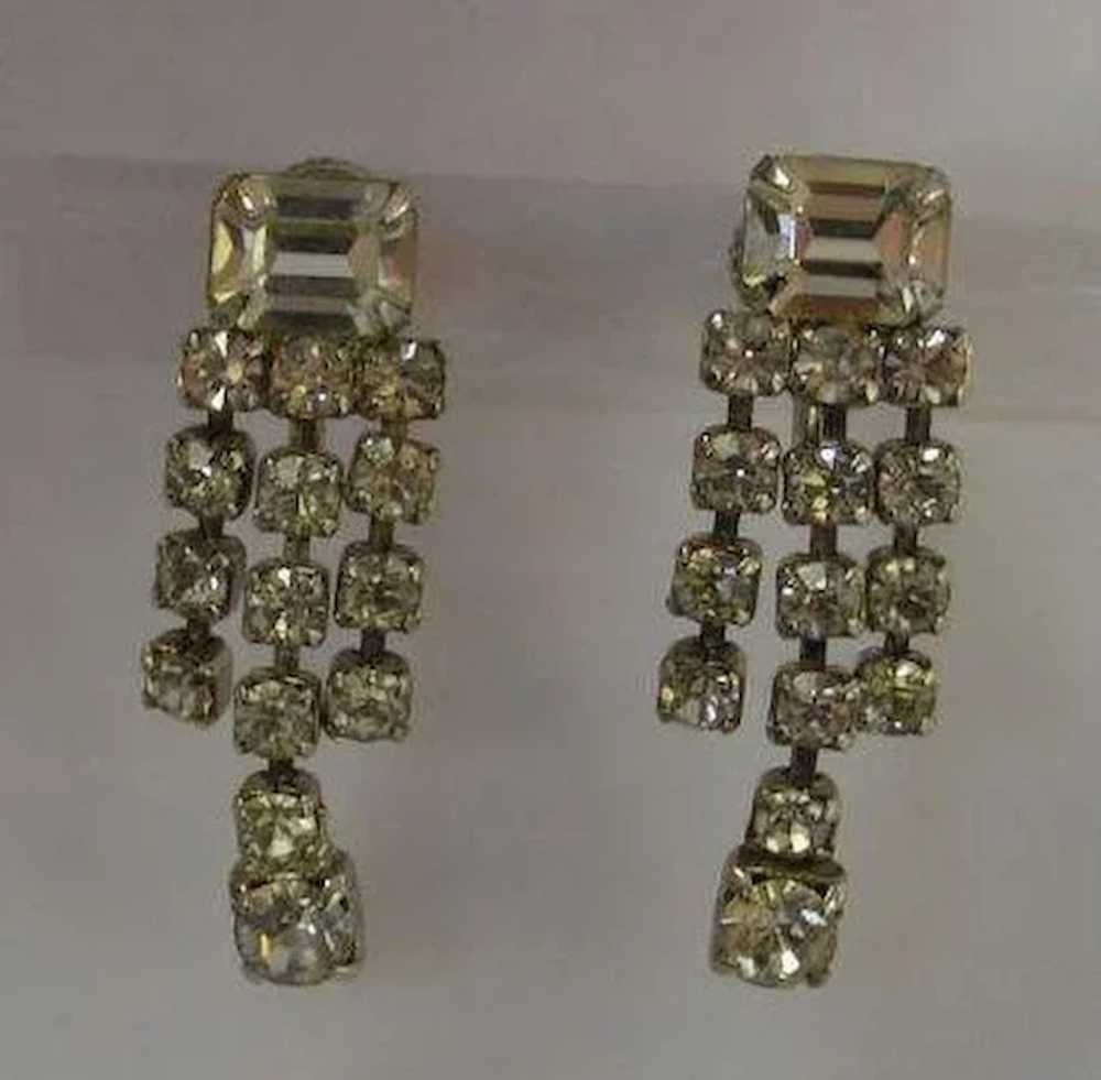 Rhinestone Triple Dangle Earrings - image 2