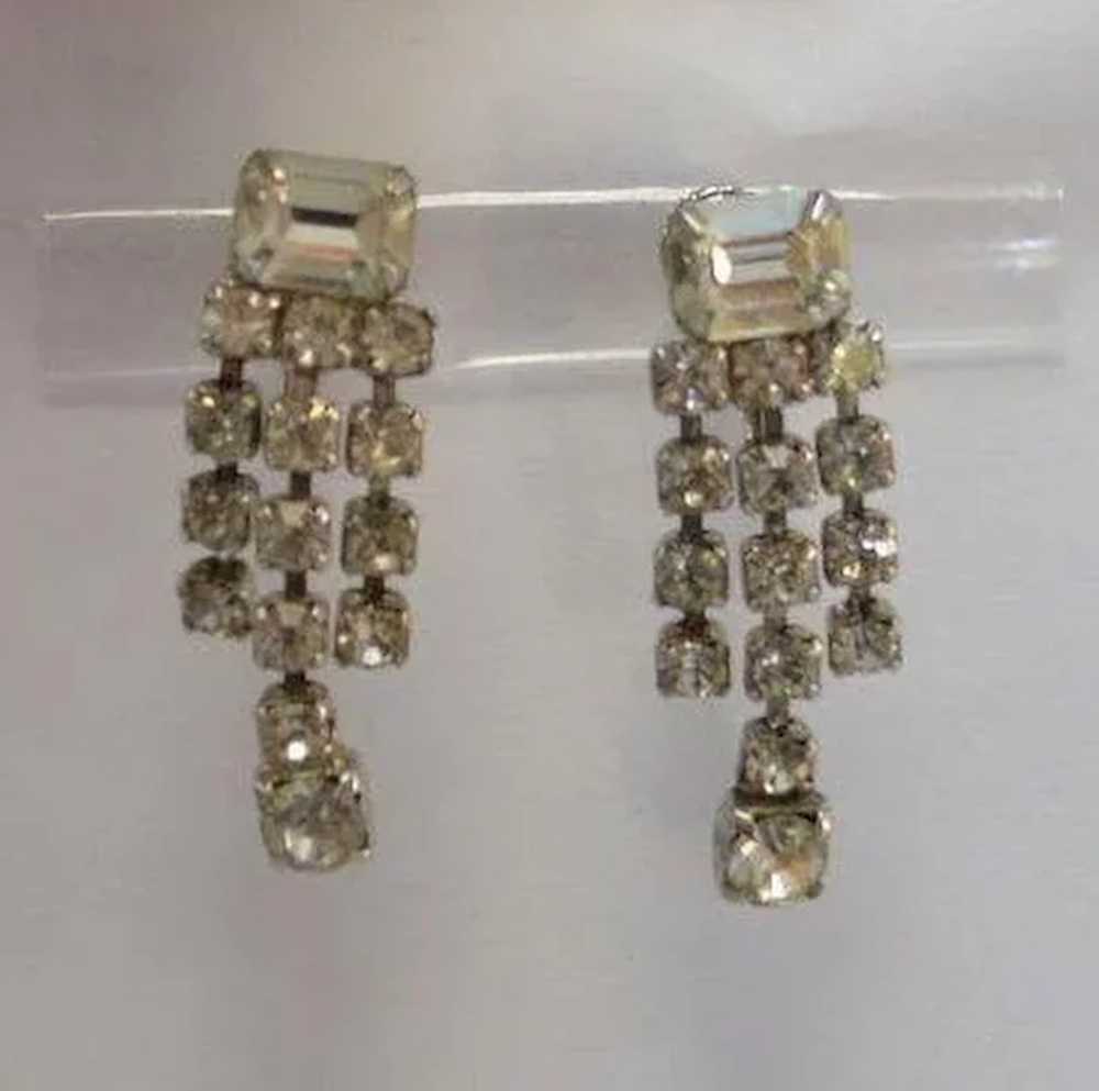 Rhinestone Triple Dangle Earrings - image 3