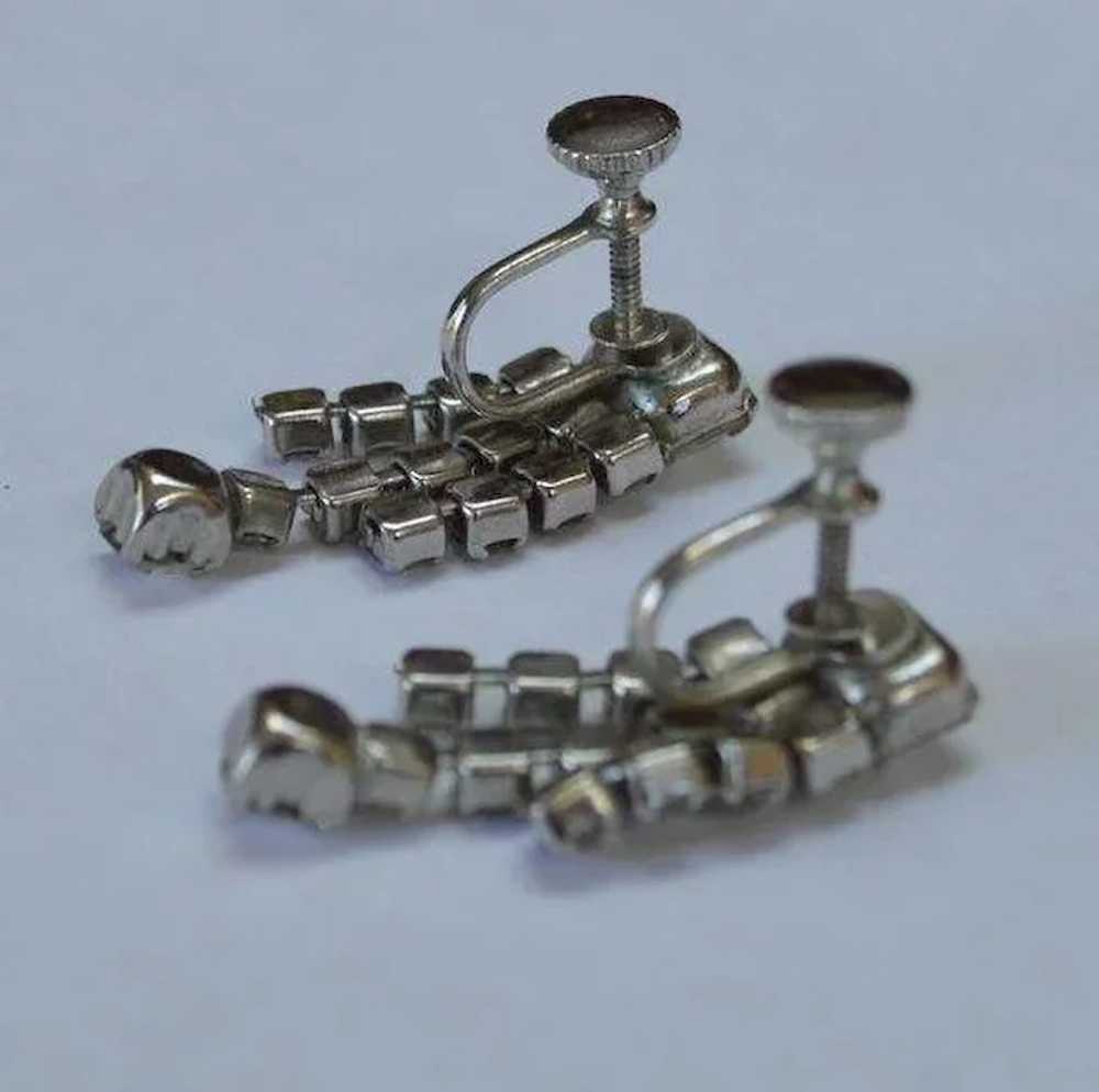 Rhinestone Triple Dangle Earrings - image 4