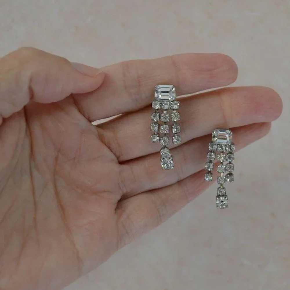 Rhinestone Triple Dangle Earrings - image 5