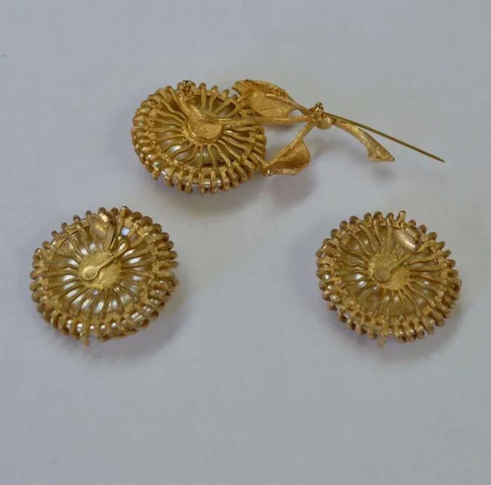 Sarah COV Faux MOP Daisy Earring and Brooch Pin S… - image 3