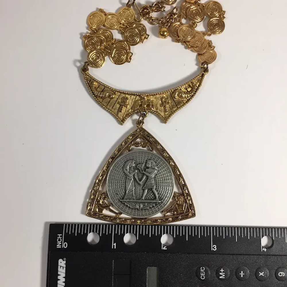 Large Vintage Egyptian Medallion Necklace in Gold… - image 10
