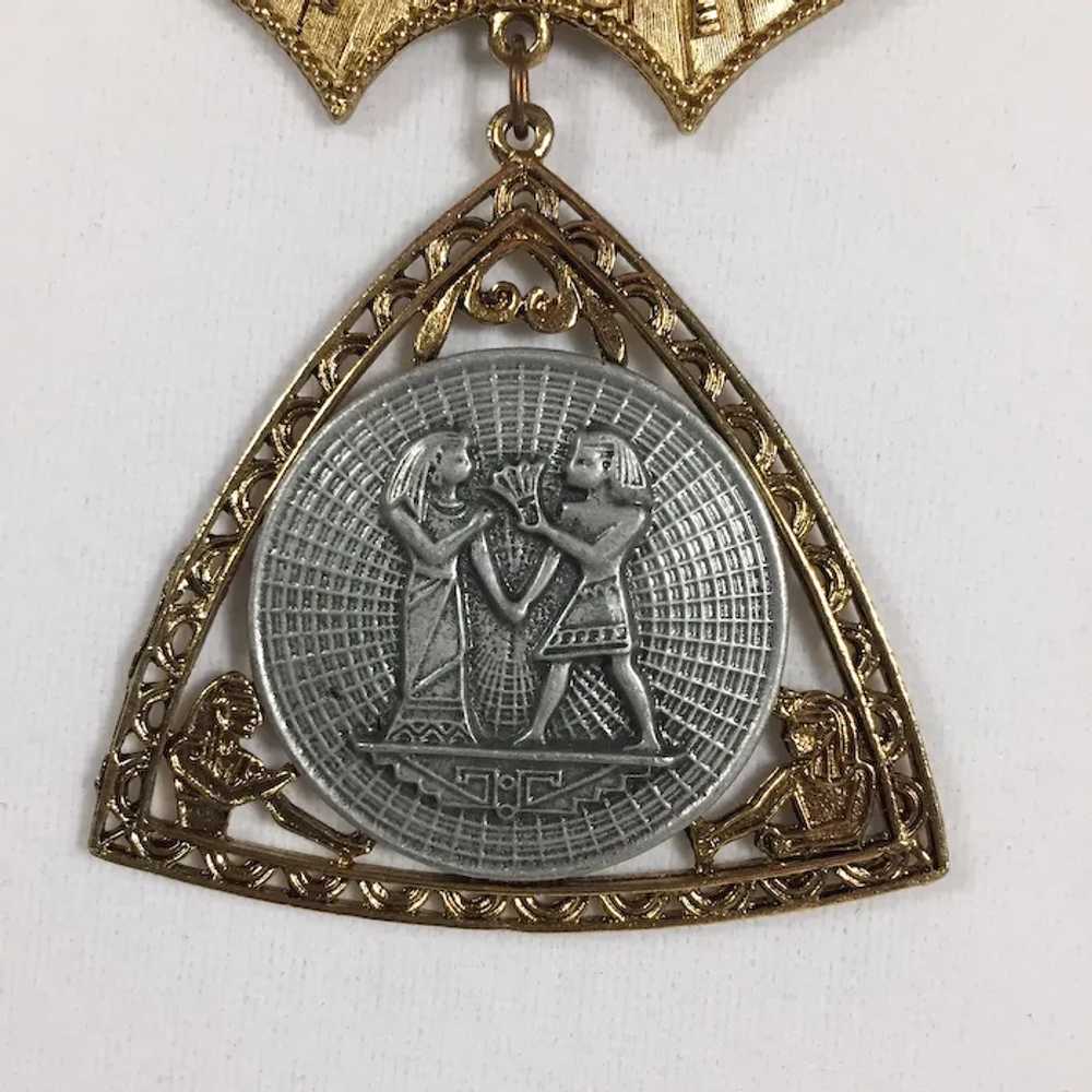 Large Vintage Egyptian Medallion Necklace in Gold… - image 3