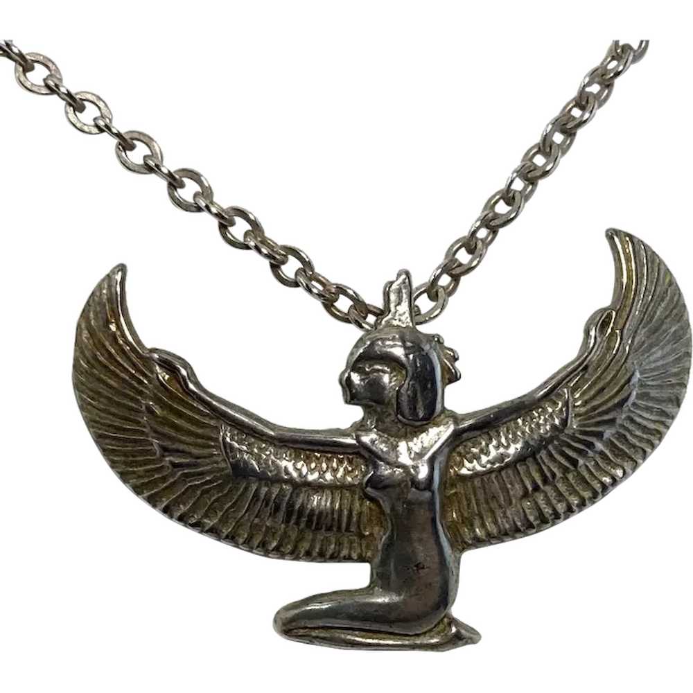 Egyptian Winged Isis Pendant in Sterling - image 1